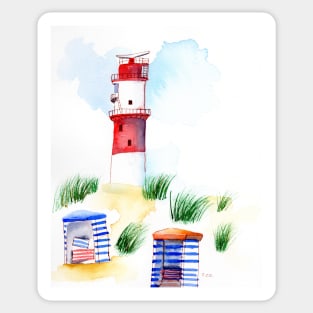 Borkum Lighthouse Whimsical Watercolor Painting Sticker